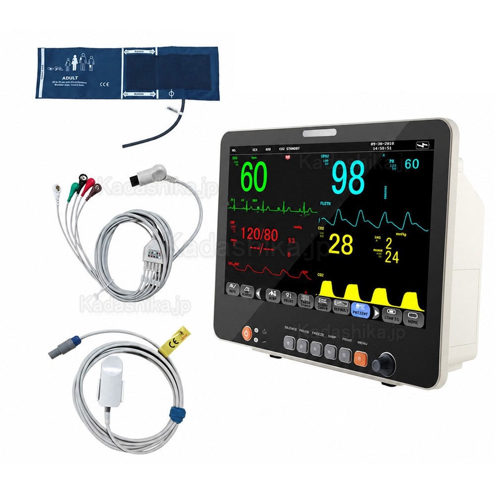 15.6インチ マルチパラメータ生体情報モニタ（ECG、NIBP、RESP、TEMP、SpO2、PR）