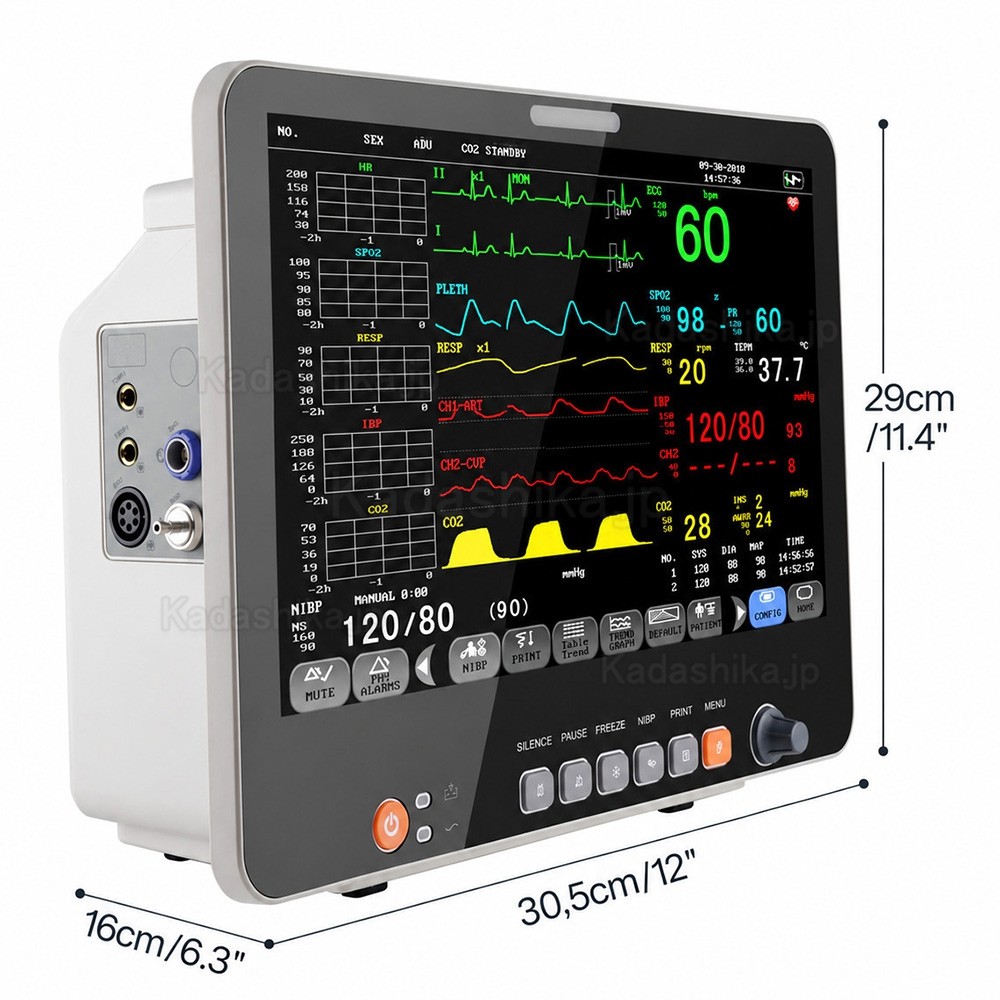 15.6インチ マルチパラメータ生体情報モニタ（ECG、NIBP、RESP、TEMP、SpO2、PR）