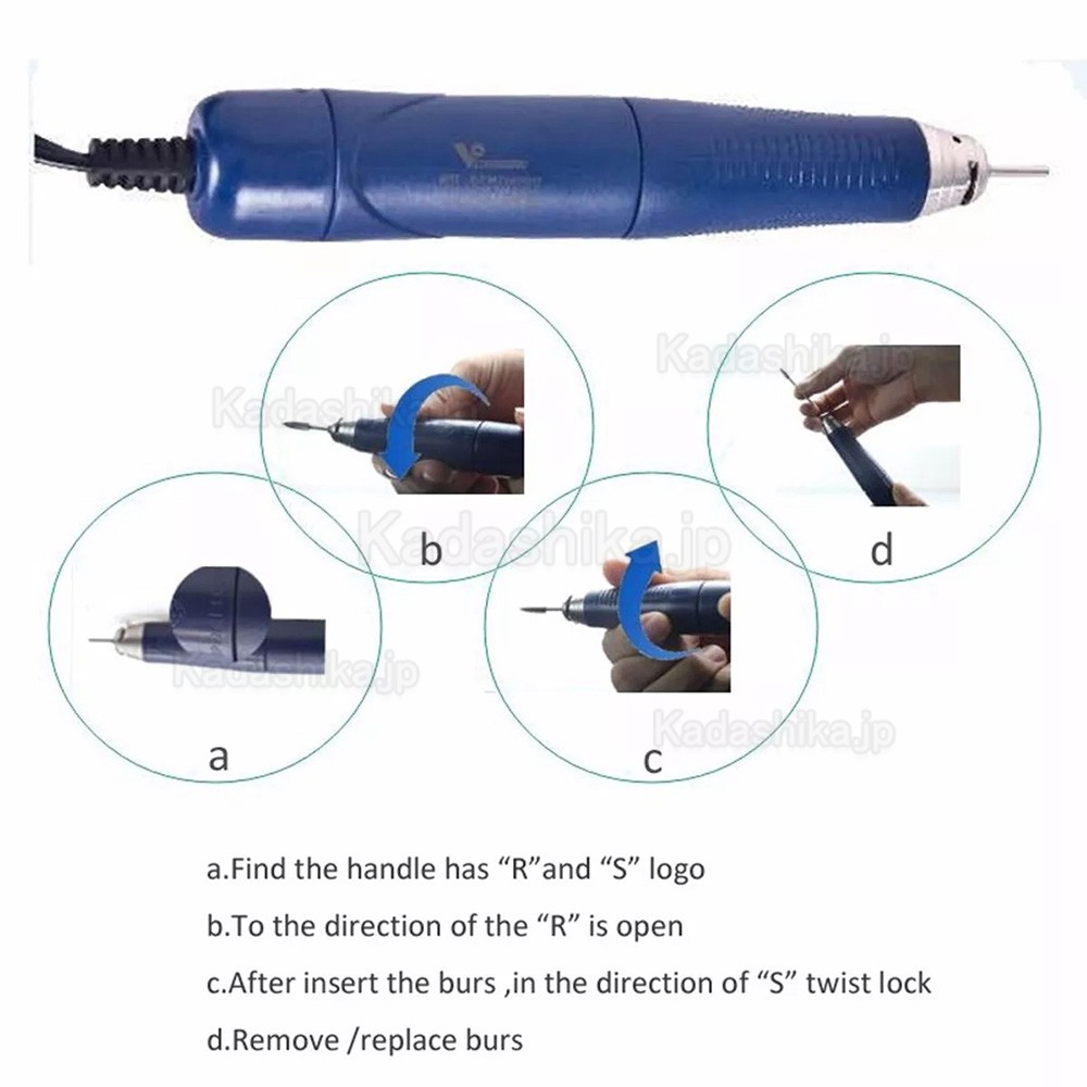 StrongDrill Q9T-R-M90000 歯科用電動マイクロモーター ブラシレスハンドピース 50K RPM