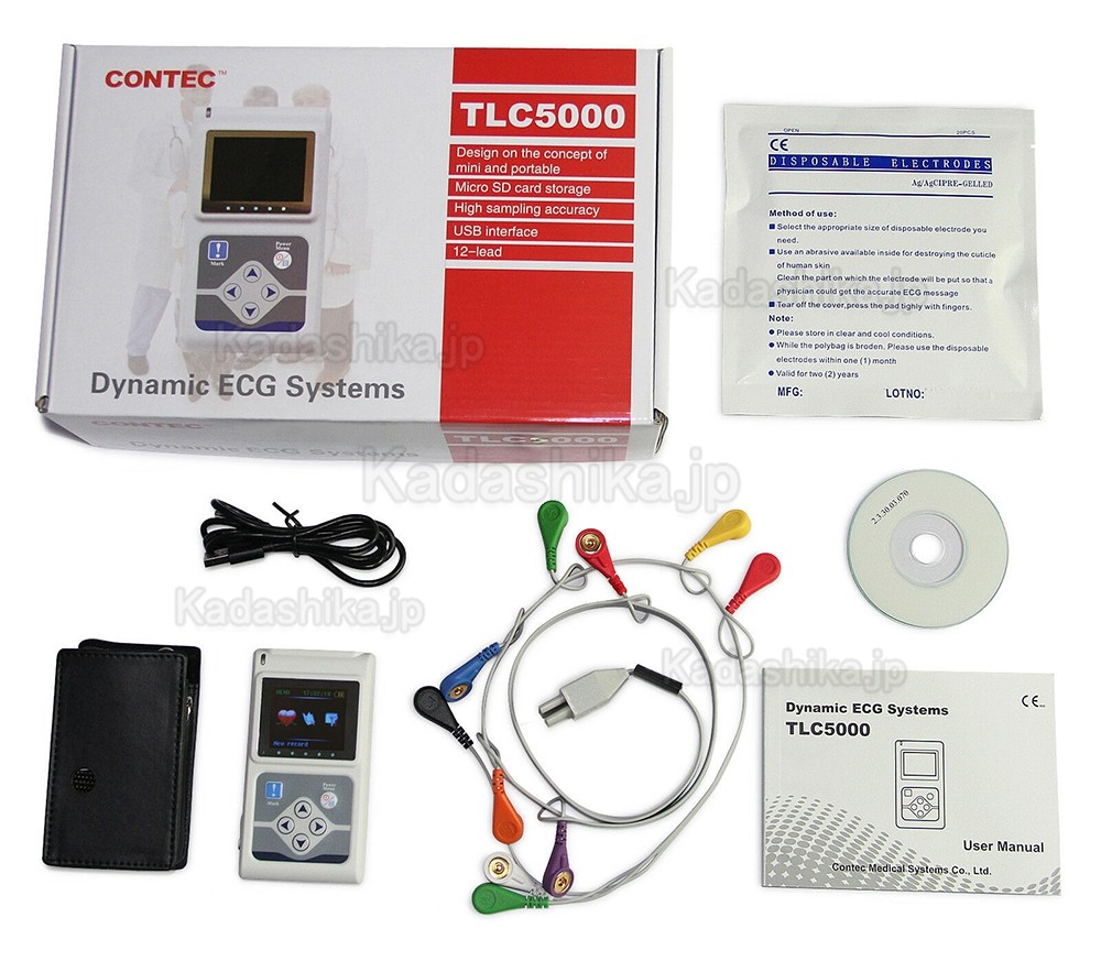 CONTEC TLC5000 携帯型心電計 ECGモニター 12誘導心電図 24時間 同期アアナライザー